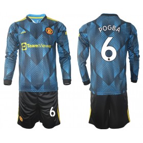 Jalkapallo Pelipaidat/Peliasut Manchester United Paul Pogba 6 Lasten Kolmaspaita 2021-2022 Pitkähihainen